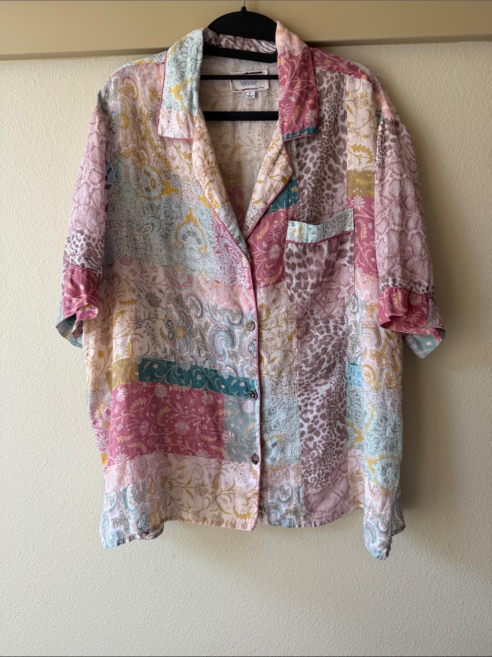 Johnny Was Lightweight Patchwork Print Button-Up Shirt